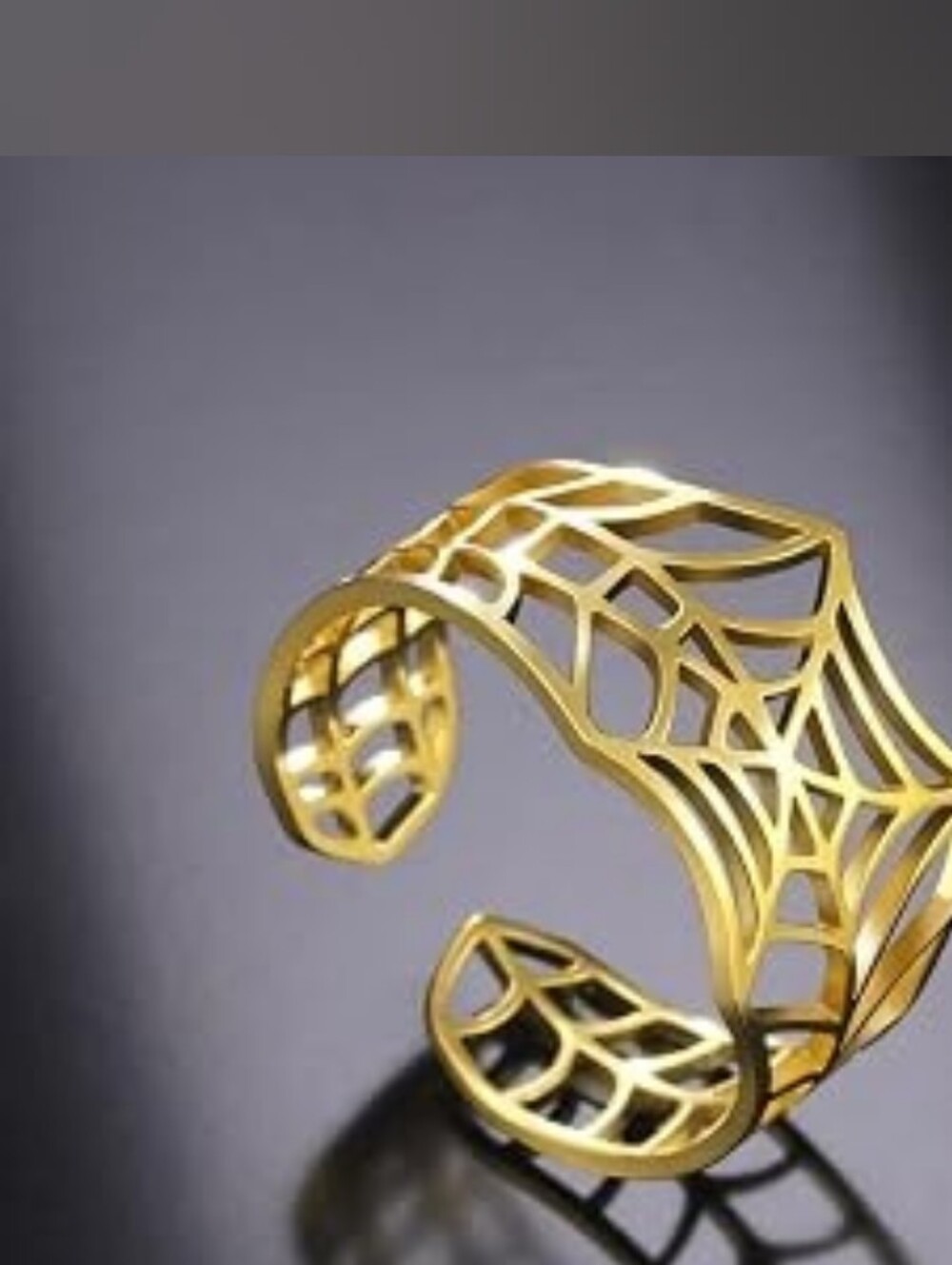 Gold Openwork Spiderweb Cuff Bracelet by
